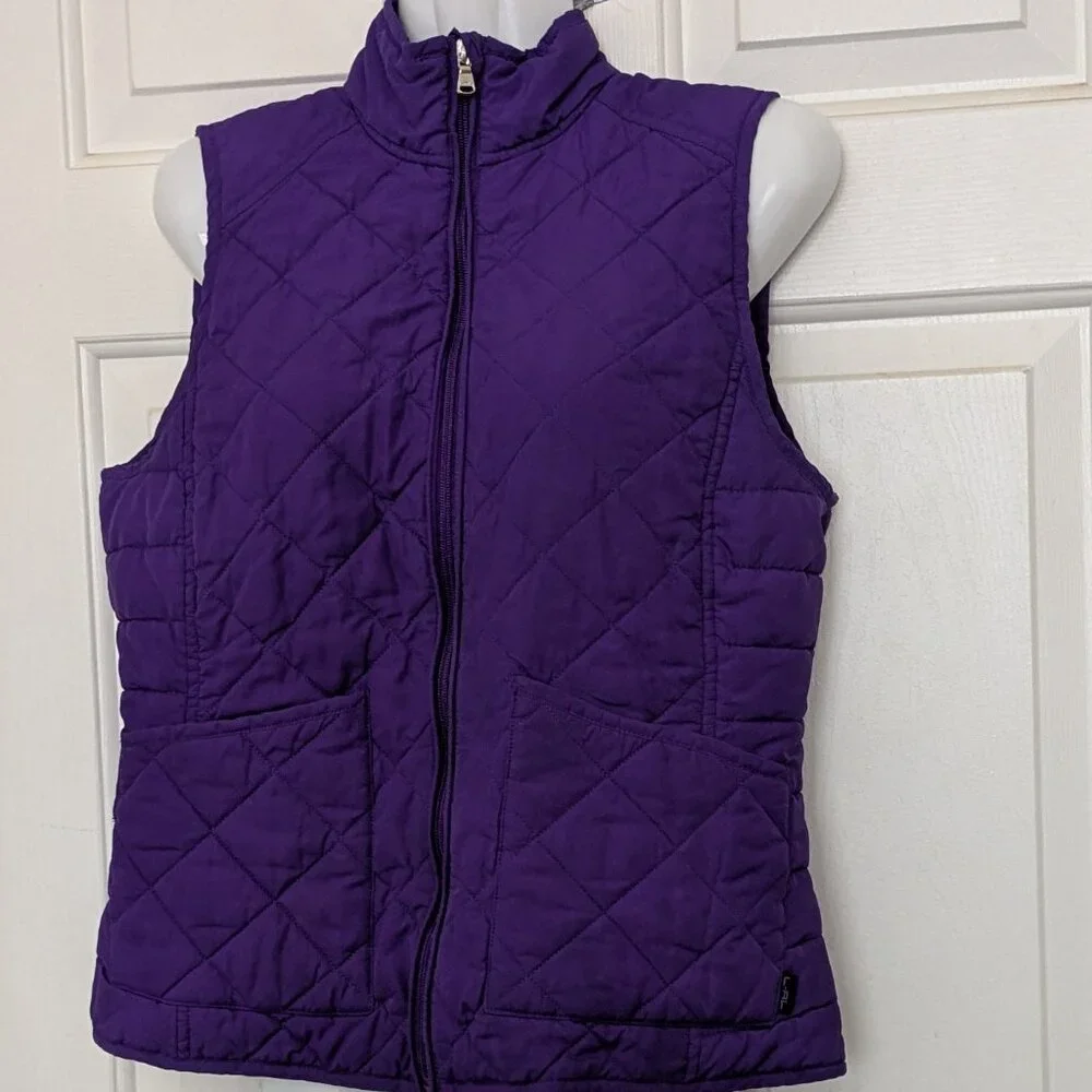 Lauren Ralph Lauren Women's Purple Quilted Vest Full Zip Size M